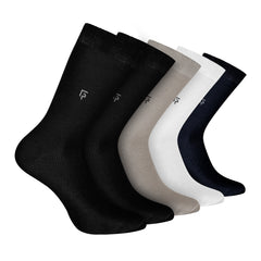 Bamboo Formal Socks For Men | Calf Length | Smell Free & Breathable | Cushioned Base & Anti Bacterial | Softer Than Cotton Socks | Multicoloured | Pack of 5