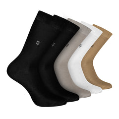 Bamboo Formal Socks For Men | Calf Length | Smell Free & Breathable | Cushioned Base & Anti Bacterial | Softer Than Cotton Socks | Multicoloured | Pack of 5