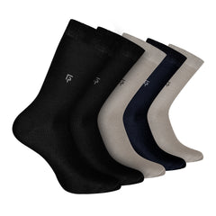 Bamboo Formal Socks For Men | Calf Length | Smell Free & Breathable | Cushioned Base & Anti Bacterial | Softer Than Cotton Socks | Multicoloured | Pack of 5