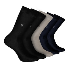 Bamboo Formal Socks For Men | Calf Length | Smell Free & Breathable | Cushioned Base & Anti Bacterial | Softer Than Cotton Socks | Multicoloured | Pack of 5