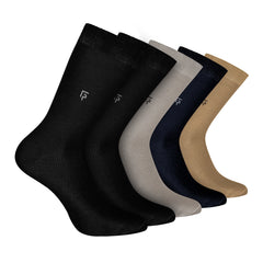 Bamboo Formal Socks For Men | Calf Length | Smell Free & Breathable | Cushioned Base & Anti Bacterial | Softer Than Cotton Socks | Multicoloured | Pack of 5