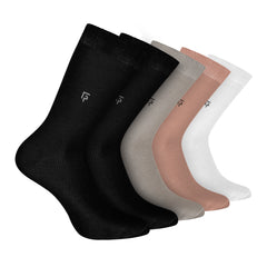 Bamboo Formal Socks For Men | Calf Length | Smell Free & Breathable | Cushioned Base & Anti Bacterial | Softer Than Cotton Socks | Multicoloured | Pack of 5