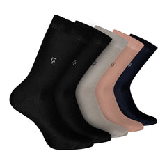 Bamboo Formal Socks For Men | Calf Length | Smell Free & Breathable | Cushioned Base & Anti Bacterial | Softer Than Cotton Socks | Multicoloured | Pack of 5