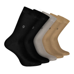 Bamboo Formal Socks For Men | Calf Length | Smell Free & Breathable | Cushioned Base & Anti Bacterial | Softer Than Cotton Socks | Multicoloured | Pack of 5