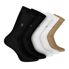 Bamboo Formal Socks For Men | Calf Length | Smell Free & Breathable | Cushioned Base & Anti Bacterial | Softer Than Cotton Socks | Multicoloured | Pack of 5