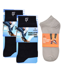 Organic Cotton Formal & Ankle Casual Solid Socks - Pack of 3 (Black & Grey)- Extra soft and Breathable