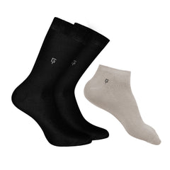 Organic Cotton Formal & Ankle Casual Solid Socks - Pack of 3 (Black & Grey)- Extra soft and Breathable