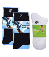 Organic Cotton Formal & Ankle Terry  Socks - Pack of 3 (Black & White )- Extra soft and Breathable