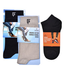 Organic Cotton Formal & Ankle Casual Socks - Pack of 3 (Black & Grey  )- Extra soft and Breathable