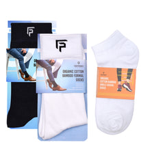 Organic Cotton Formal & Ankle Casual Socks - Pack of 3 (Black & White  )- Extra soft and Breathable