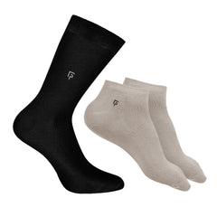 Organic Cotton Formal & Ankle Casual Socks - Pack of 3 (Black & Grey  )- Extra soft and Breathable