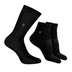 Organic Cotton Formal & Ankle Terry  Socks - Pack 3 (Black )- Extra soft and Breathable