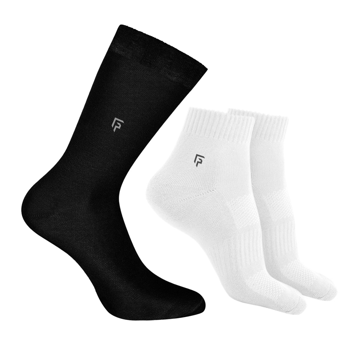 Organic Cotton Formal & Ankle Terry  Socks - Pack of 3 (Black & White )- Extra soft and Breathable