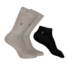 Organic Cotton Formal & Ankle Casual Socks - Pack of 3 ( Grey & black )- Extra soft and Breathable