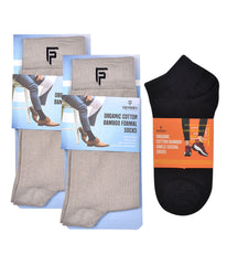 Organic Cotton Formal & Ankle Casual Socks - Pack of 3 ( Grey & black )- Extra soft and Breathable