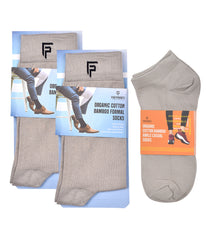 Organic Cotton Formal & Ankle Casual Socks - Pack of 3 ( Grey )- Extra soft and Breathable