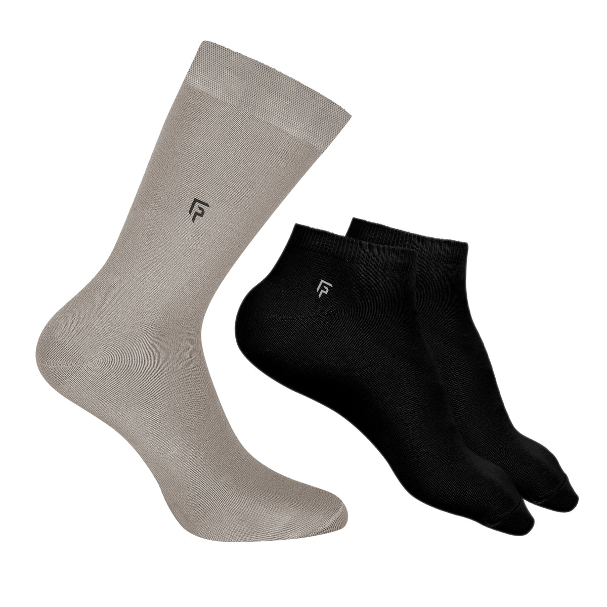 Organic Cotton Formal & Ankle Terry  Socks - Pack 3 (Grey & Black )- Extra soft and Breathable