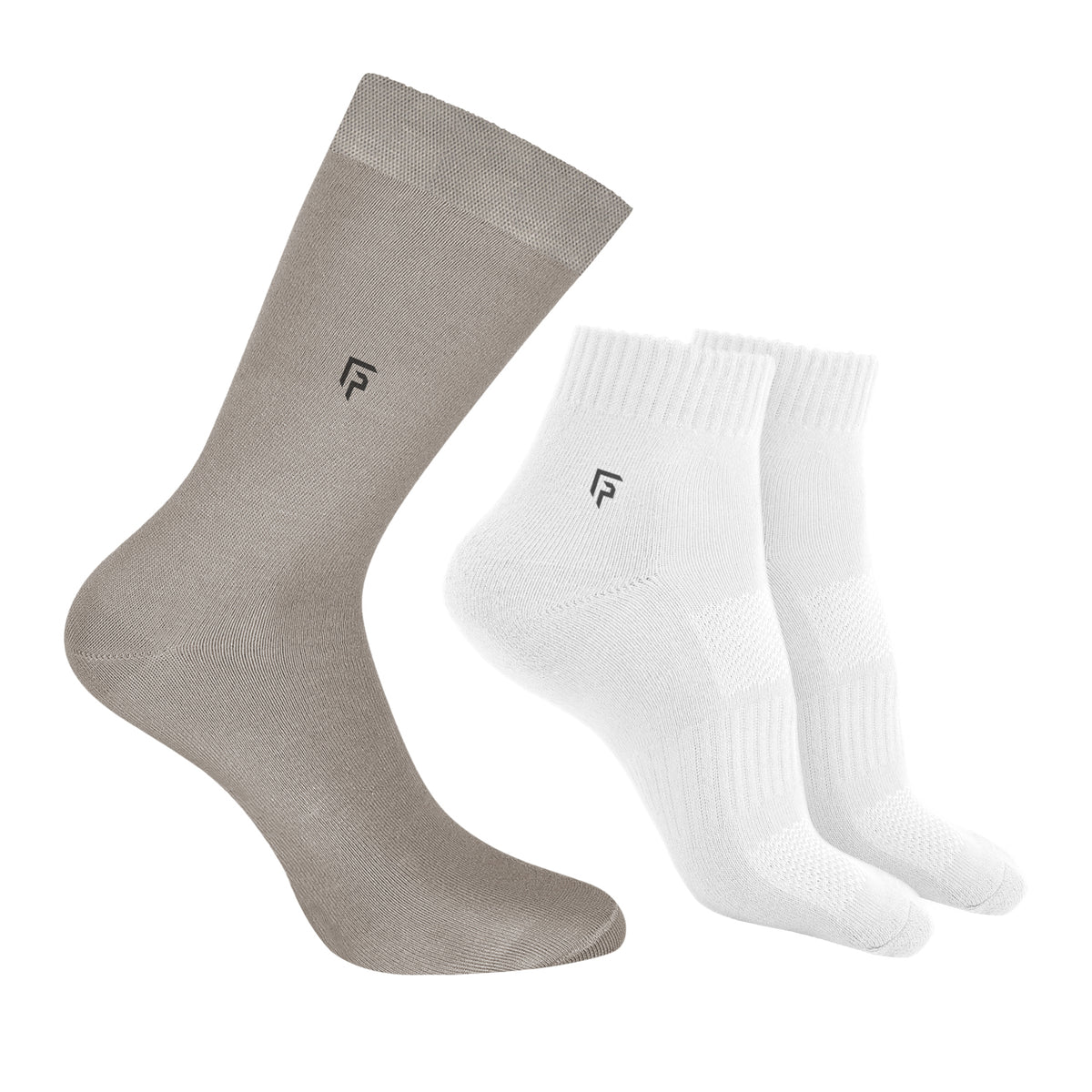 Organic Cotton Formal & Ankle Terry  Socks - Pack 3 (Grey & White )- Extra soft and Breathable