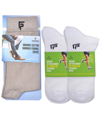 Organic Cotton Formal & Ankle Terry  Socks - Pack 3 (Grey & White )- Extra soft and Breathable