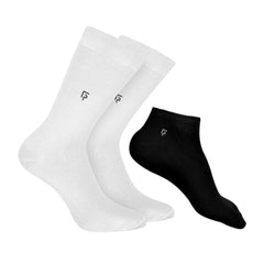 Organic Cotton Formal & Ankle Casual Socks - Pack of 3 ( White & Black  )- Extra soft and Breathable