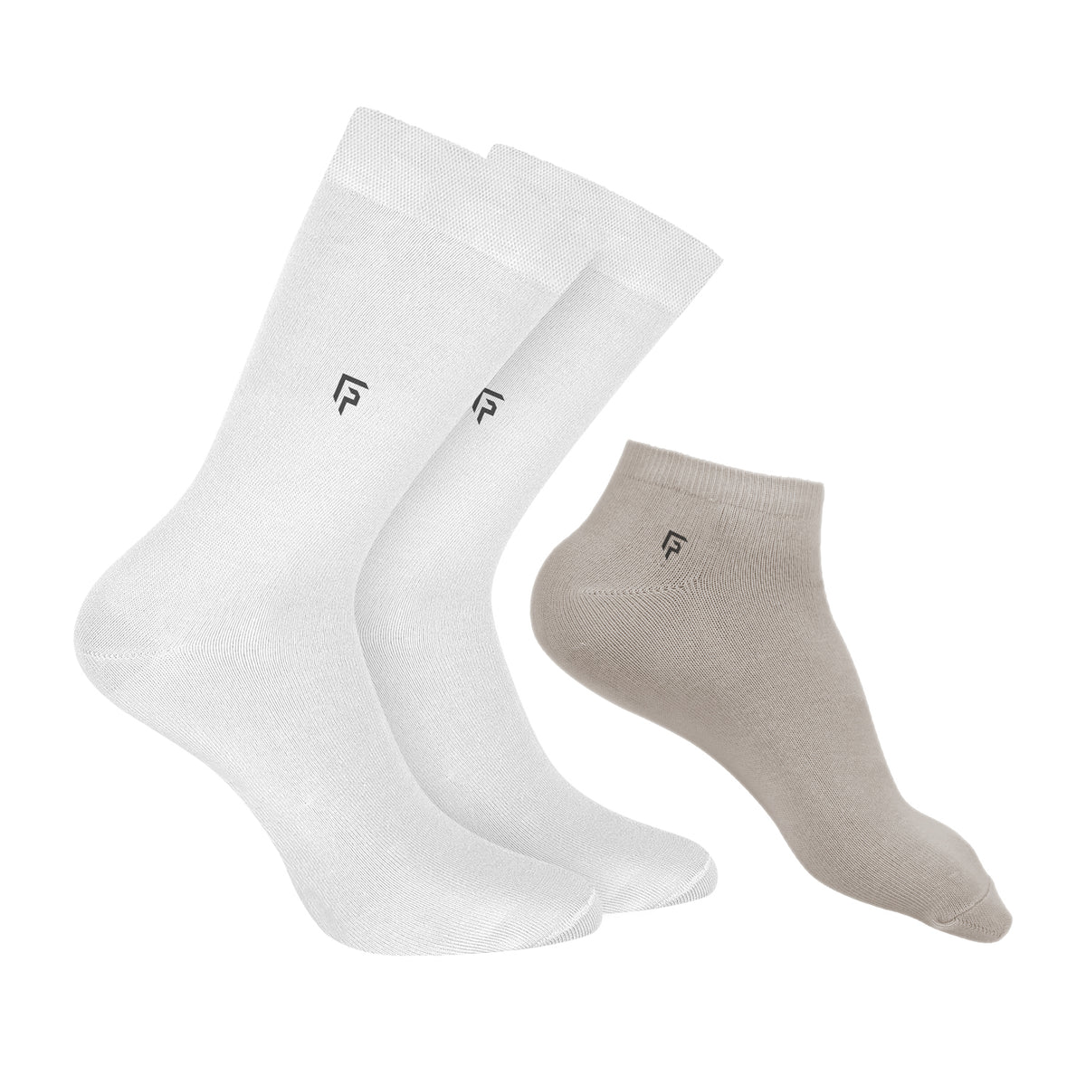 Organic Cotton Formal & Ankle Casual Socks - Pack of 3 ( White & Grey )- Extra soft and Breathable