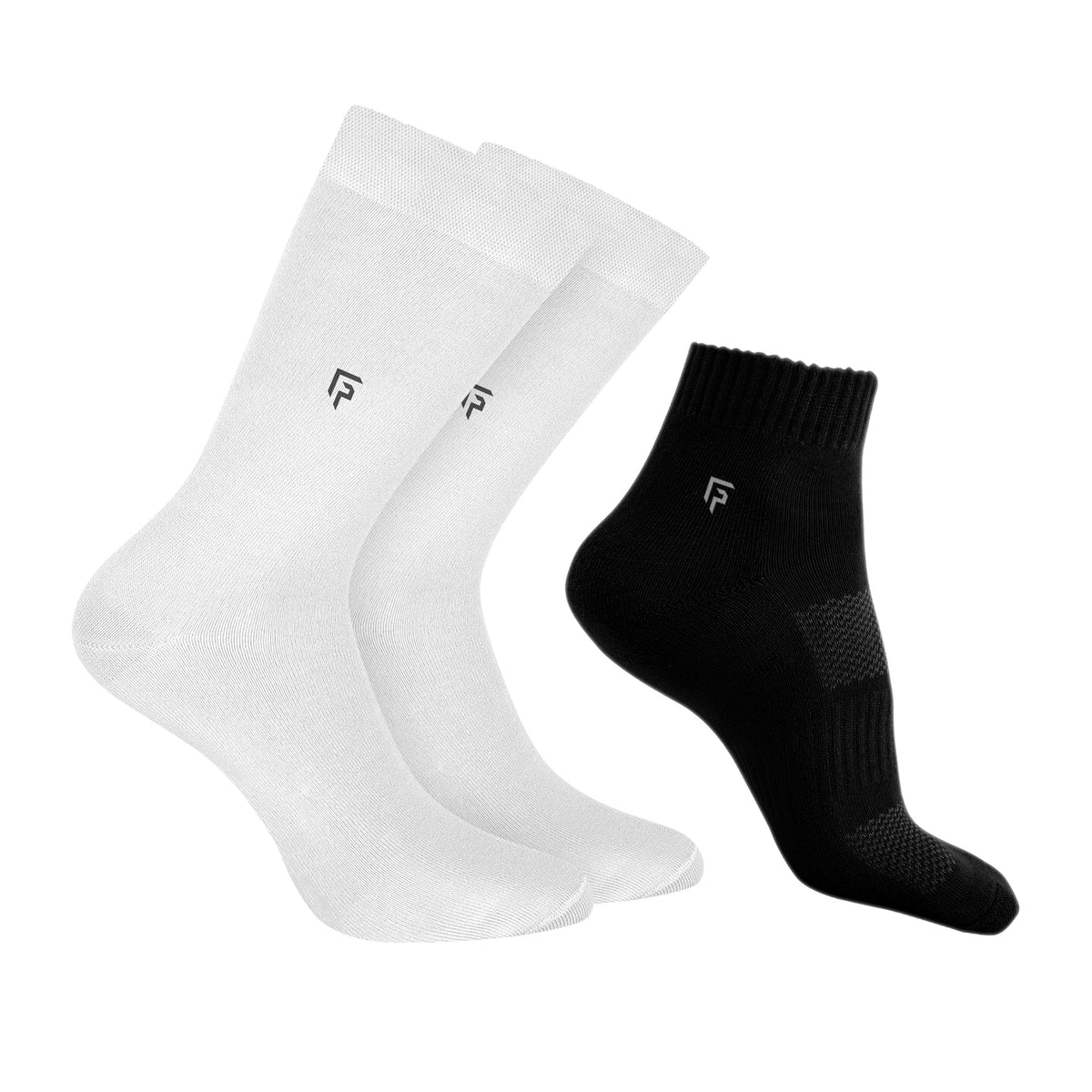 Organic Cotton Formal & Ankle Terry  Socks - Pack of 3 (White & Black )- Extra soft and Breathable