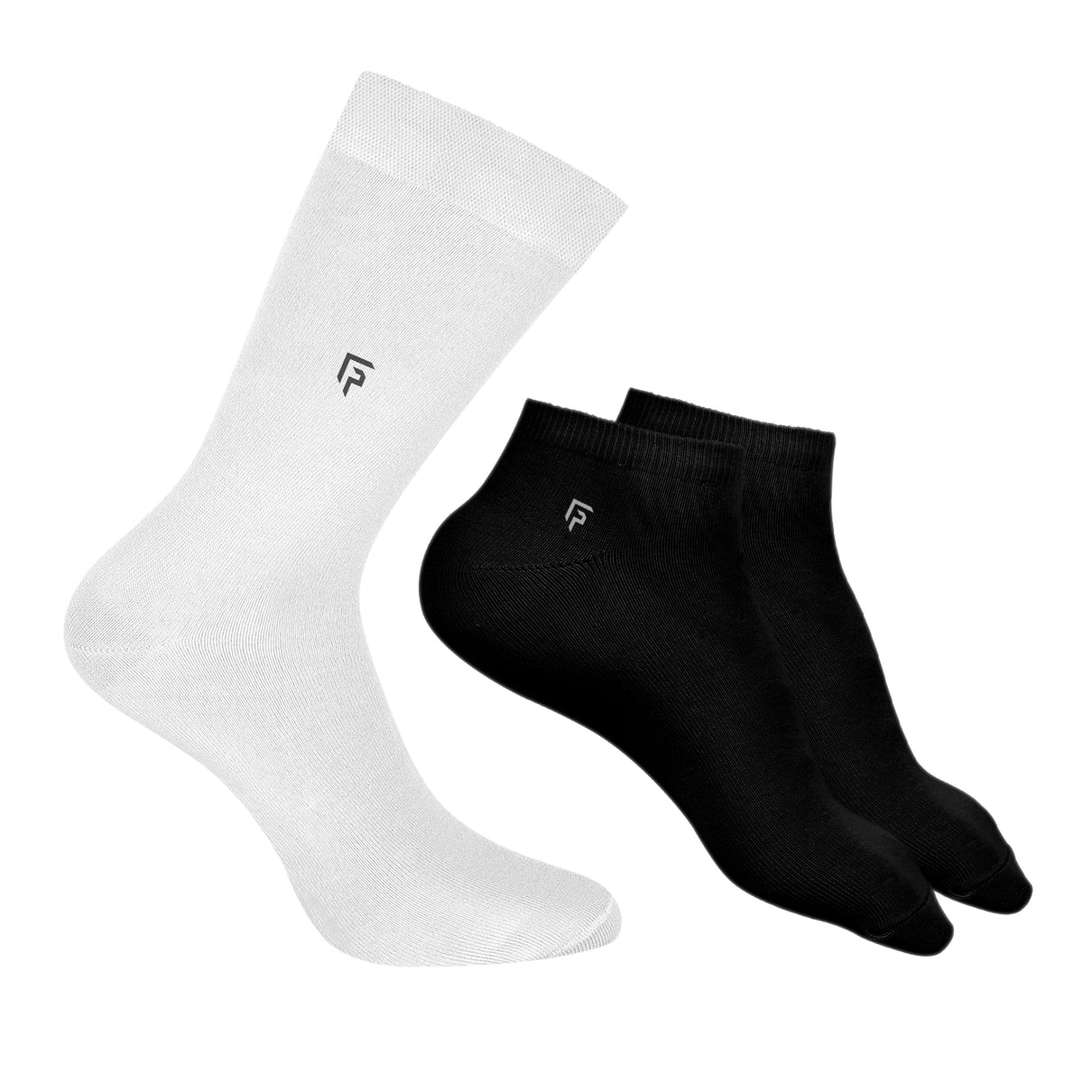 Organic Cotton Formal & Ankle Casual Socks - Pack of 3 (White & Black  )- Extra soft and Breathable