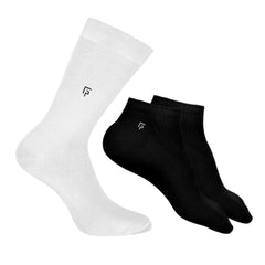 Organic Cotton Formal & Ankle Casual Socks - Pack of 3 (White & Black  )- Extra soft and Breathable