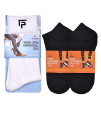 Organic Cotton Formal & Ankle Casual Socks - Pack of 3 (White & Black  )- Extra soft and Breathable