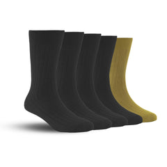 Bamboo Formal Ribbed Socks For Men | Calf Length | Smell Free & Breathable | Cushioned Base & Anti Bacterial | Softer Than Cotton Socks | Multicolor | Pack Of 5