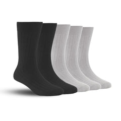 Bamboo Formal Ribbed Socks For Men | Calf Length | Smell Free & Breathable | Cushioned Base & Anti Bacterial | Softer Than Cotton Socks | Multicolor | Pack Of 5