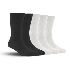 Bamboo Formal Ribbed Socks For Men | Calf Length | Smell Free & Breathable | Cushioned Base & Anti Bacterial | Softer Than Cotton Socks | Multicolor | Pack Of 5