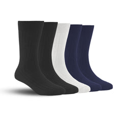 Bamboo Formal Ribbed Socks For Men | Calf Length | Smell Free & Breathable | Cushioned Base & Anti Bacterial | Softer Than Cotton Socks | Multicolor | Pack Of 5