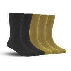 Bamboo Formal Ribbed Socks For Men | Calf Length | Smell Free & Breathable | Cushioned Base & Anti Bacterial | Softer Than Cotton Socks | Multicolor | Pack Of 5