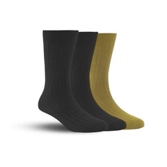 Bamboo Formal Ribbed Socks For Men | Calf Length | Smell Free & Breathable | Cushioned Base & Anti Bacterial | Softer Than Cotton Socks  | Multicolor | Pack Of 3