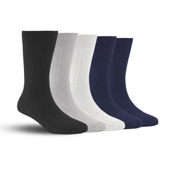 Bamboo Formal Ribbed Socks For Men | Calf Length | Smell Free & Breathable | Cushioned Base & Anti Bacterial | Softer Than Cotton Socks | Multicolor | Pack Of 5