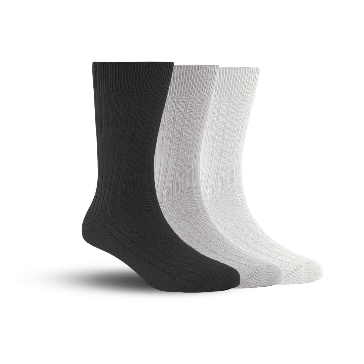 Bamboo Formal Ribbed Socks For Men | Calf Length | Smell Free & Breathable | Cushioned Base & Anti Bacterial | Softer Than Cotton Socks  | Black, Grey, White | Pack Of 3