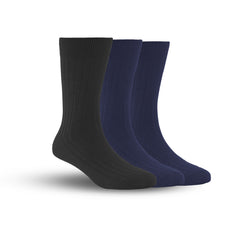 Bamboo Formal Ribbed Socks For Men | Calf Length | Smell Free & Breathable | Cushioned Base & Anti Bacterial | Softer Than Cotton Socks  | Multicolor | Pack Of 3