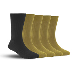 Bamboo Formal Ribbed Socks For Men | Calf Length | Smell Free & Breathable | Cushioned Base & Anti Bacterial | Softer Than Cotton Socks | Multicolor | Pack Of 5