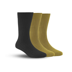 Bamboo Formal Ribbed Socks For Men | Calf Length | Smell Free & Breathable | Cushioned Base & Anti Bacterial | Softer Than Cotton Socks  | Multicolor | Pack Of 3