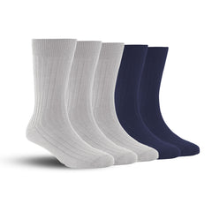 Bamboo Formal Ribbed Socks For Men | Calf Length | Smell Free & Breathable | Cushioned Base & Anti Bacterial | Softer Than Cotton Socks | Multicolor | Pack Of 5