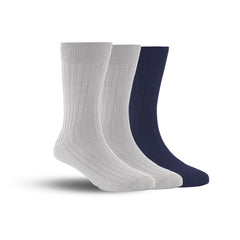 Bamboo Formal Ribbed Socks For Men | Calf Length | Smell Free & Breathable | Cushioned Base & Anti Bacterial | Softer Than Cotton Socks  | Multicolor | Pack Of 3