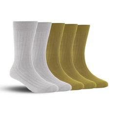 Bamboo Formal Ribbed Socks For Men | Calf Length | Smell Free & Breathable | Cushioned Base & Anti Bacterial | Softer Than Cotton Socks | Multicolor | Pack Of 5