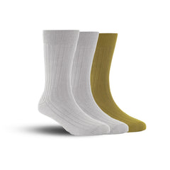 Bamboo Formal Ribbed Socks For Men | Calf Length | Smell Free & Breathable | Cushioned Base & Anti Bacterial | Softer Than Cotton Socks  | Multicolor | Pack Of 3