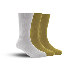 Bamboo Formal Ribbed Socks For Men | Calf Length | Smell Free & Breathable | Cushioned Base & Anti Bacterial | Softer Than Cotton Socks  | Multicolor | Pack Of 3