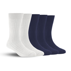 Bamboo Formal Ribbed Socks For Men | Calf Length | Smell Free & Breathable | Cushioned Base & Anti Bacterial | Softer Than Cotton Socks | Multicolor | Pack Of 5