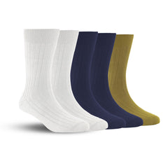 Bamboo Formal Ribbed Socks For Men | Calf Length | Smell Free & Breathable | Cushioned Base & Anti Bacterial | Softer Than Cotton Socks | Multicolor | Pack Of 5