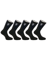 Organic Cotton & Bamboo Men Sports Terry Socks - Black - Pack of 5