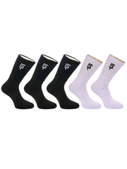 Organic Cotton & Bamboo Men Sports Terry Socks - Black, White Combo - Pack of 5