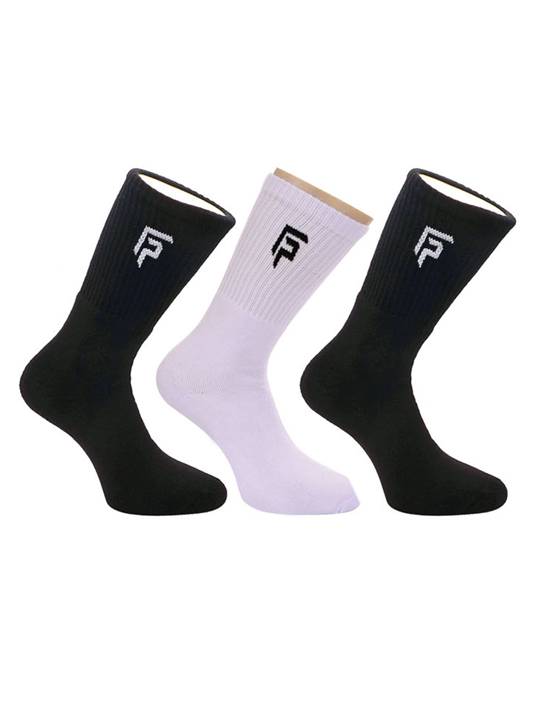 Organic Cotton & Bamboo Unisex Ankle Terry Socks - Black, White - Pack of 3